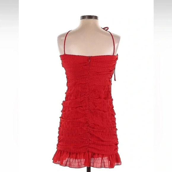 Lovers + Friends Amy Mini Dress Cherry Red Size S Small Ruffle Hem - Picture 5 of 7